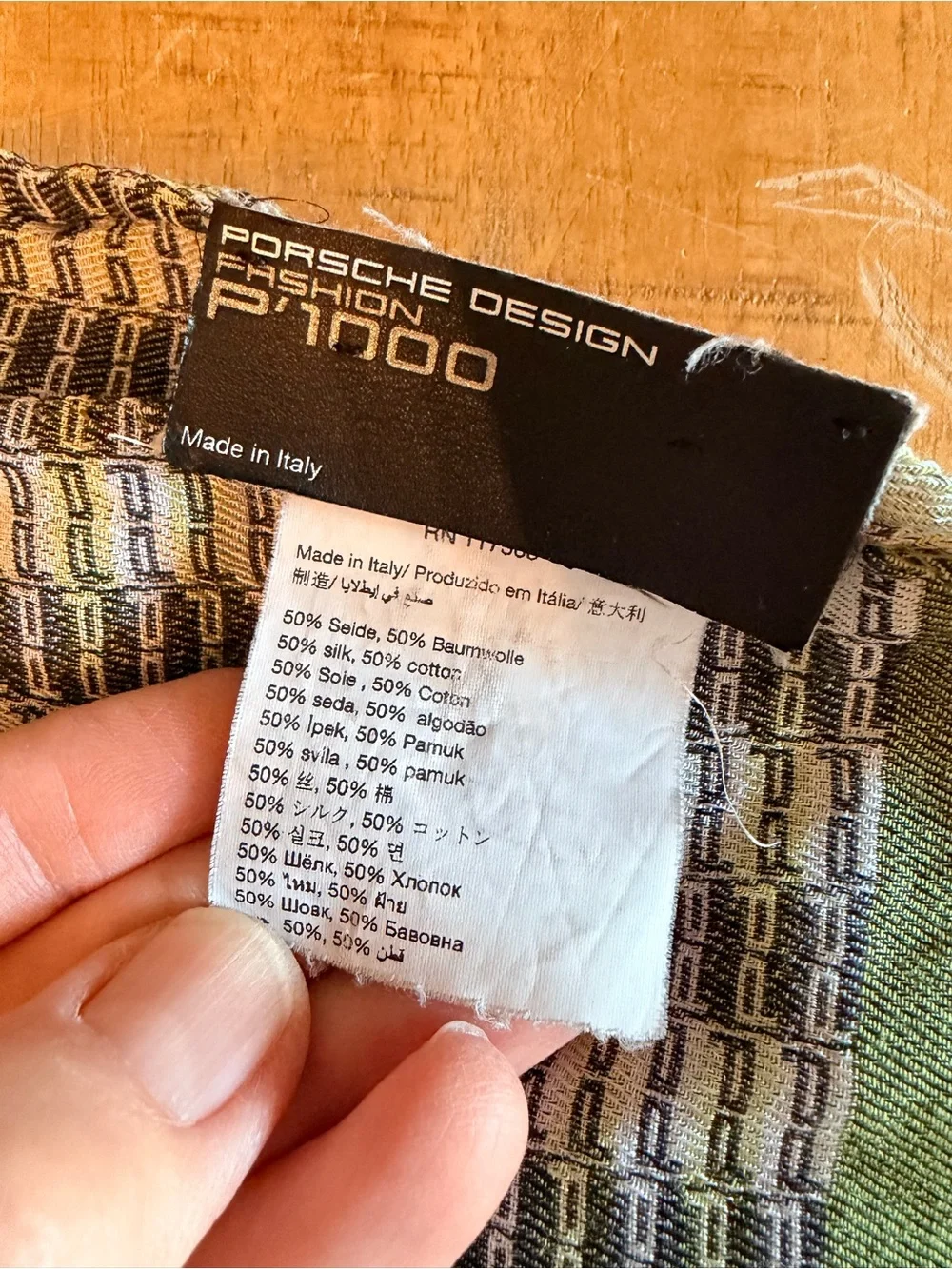 Porsche design P’1000 fashion scarf Jacquard with fringe cotton silk
